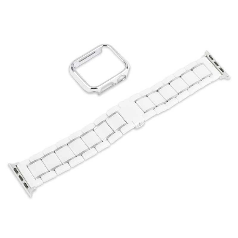 

CHENSONG Часы Strap Apple Compatibility Ceramic Material, White silver + silver shell