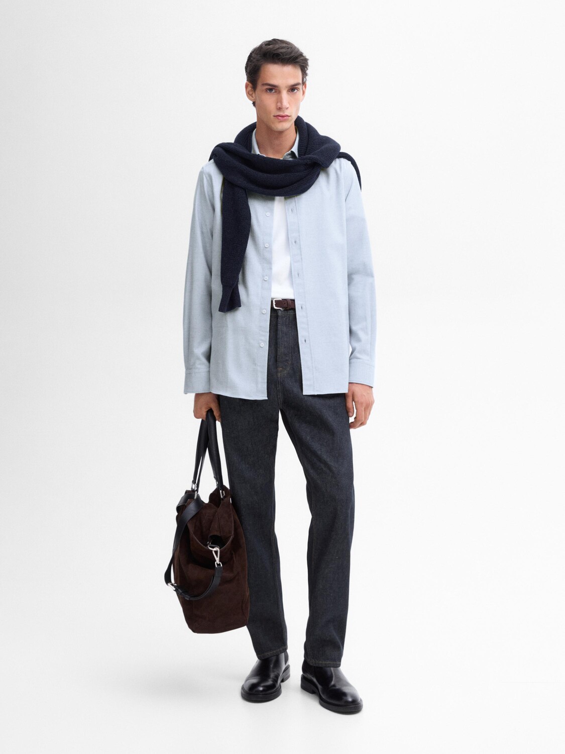 

Рубашка Regular-Fit из 100% хлопка Massimo Dutti, голубой