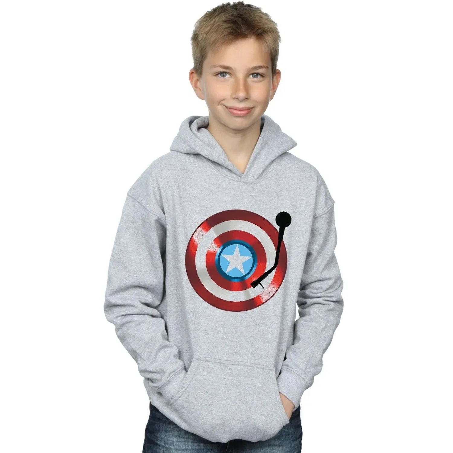 Худи Marvel Captain America с принтом, серый