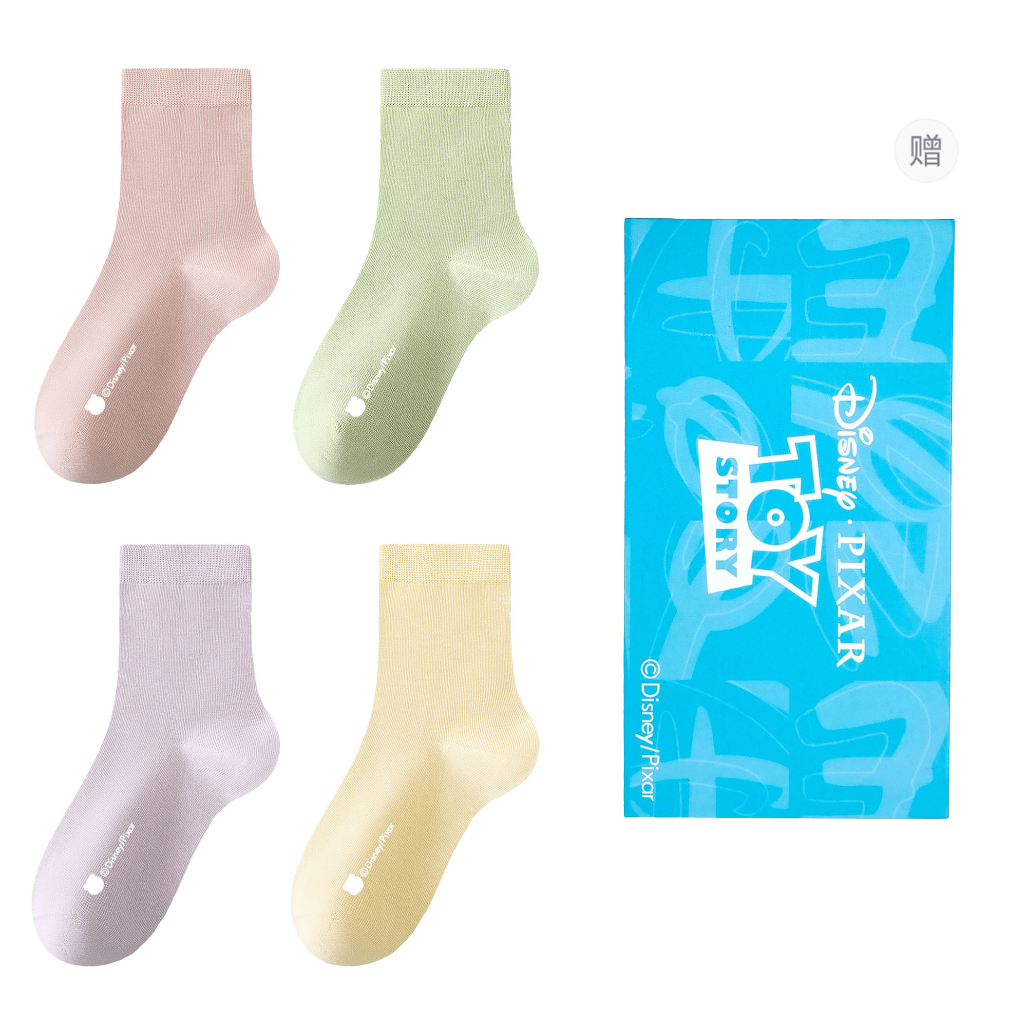 

Женские носки Crew 4 пары Disney, светло-розовый/светло-зеленый/светло-фиолетовый/светло-желтый