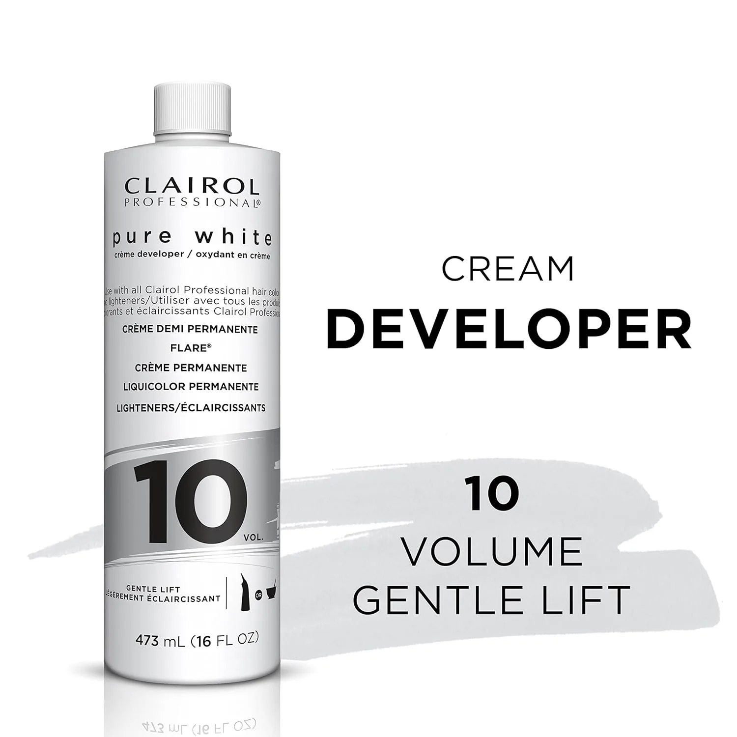 Осветляющий и закрашивающий седину гель для волос Clairol Professional Pure White 10 Volume 473 мл (1 шт.), Clairol Professional Pure White 10vol Crème Developer, 16 oz. — фото 2
