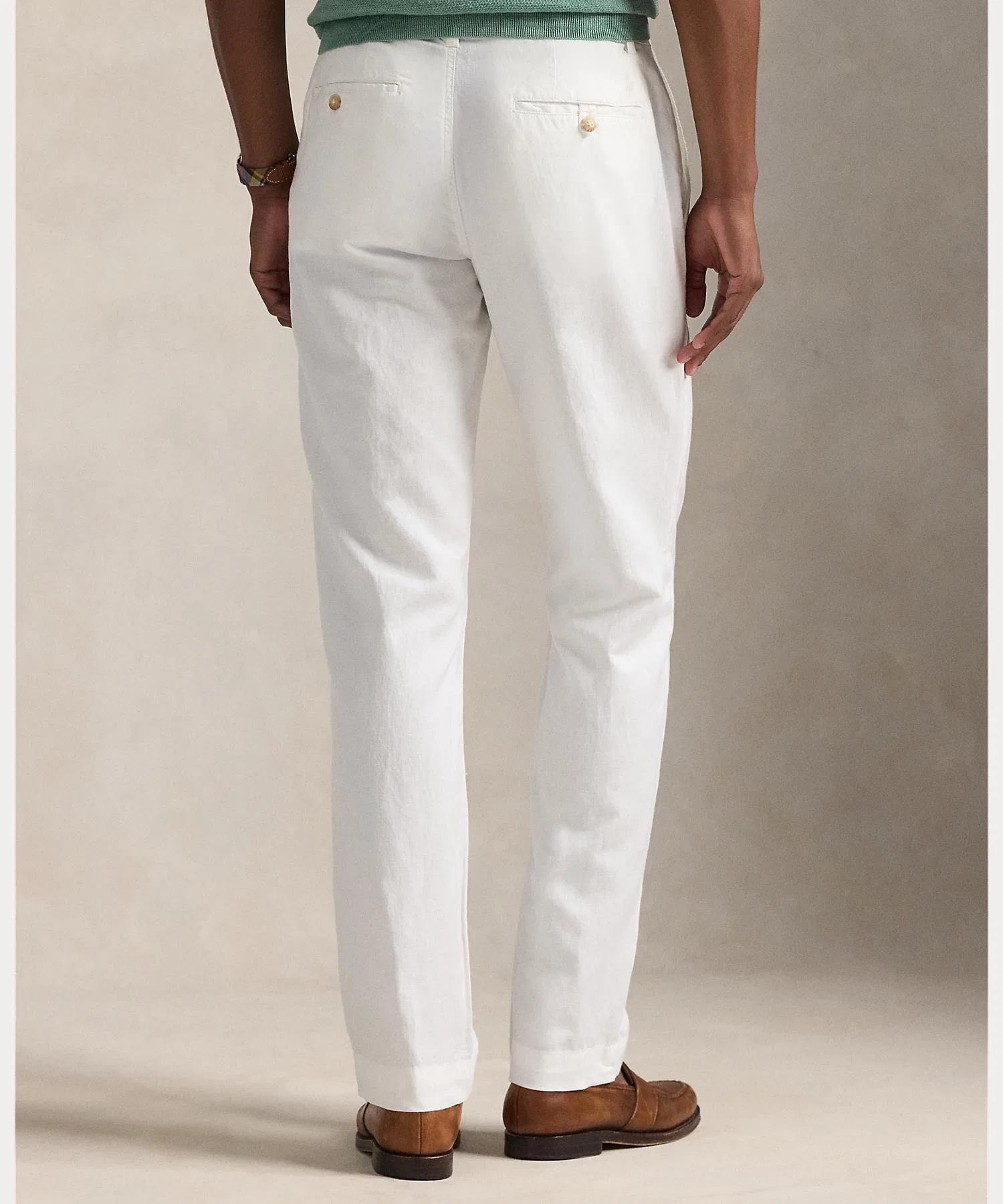 Мужские льняные брюки POLO RALPH LAUREN прямые белые — фото 4