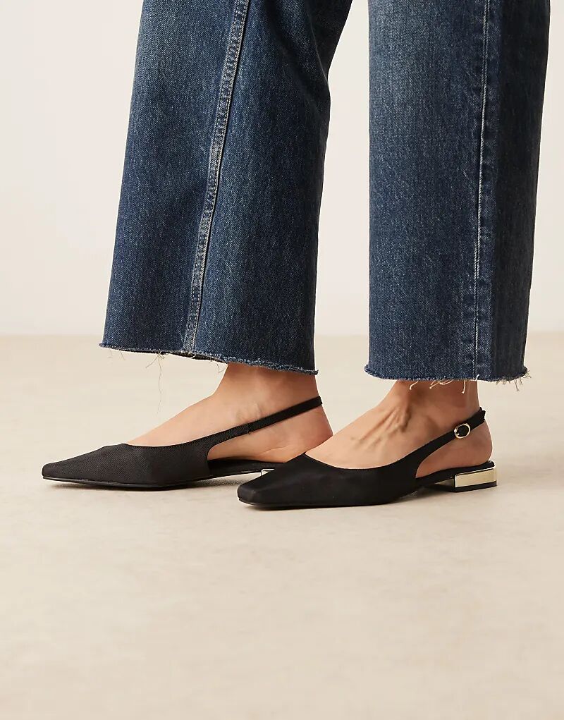 Балетки Logan с открытой пяткой ASOS DESIGN Wide Fit черного цвета