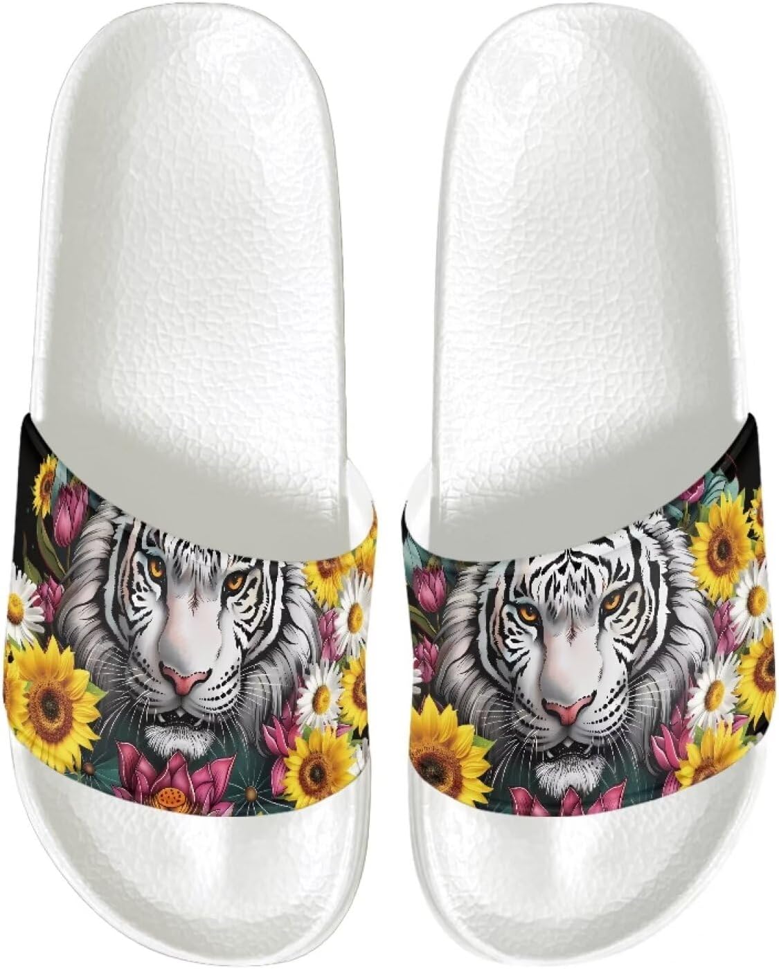 

Мужские сандалии с противоскользящей подошвой, ультракомфортные шлепанцы, легко надеваются, быстро сохнут, для душа, ванны, спа и бассейна, легкие шлепанцы с открытым носком Psesaysky, Tiger Sunflower