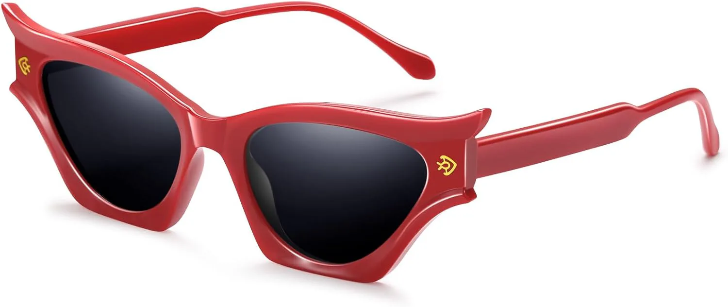 

Новые солнцезащитные очки «кошачий глаз» для женщин в современном ретро-стиле, модные декоративные женские солнцезащитные очки в форме летучей мыши EunoiaLens, Red