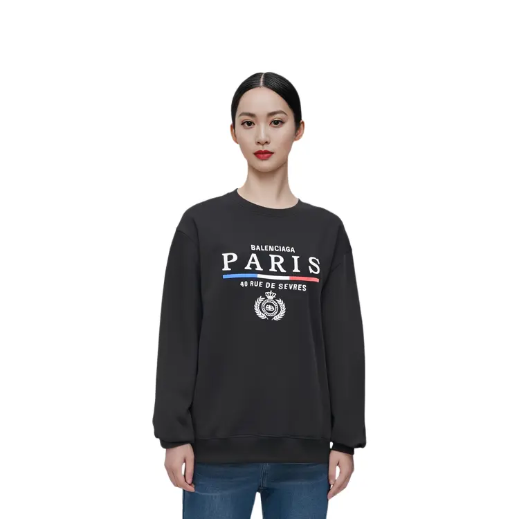 Толстовка женская Balenciaga Paris с принтом, черный — фото 4