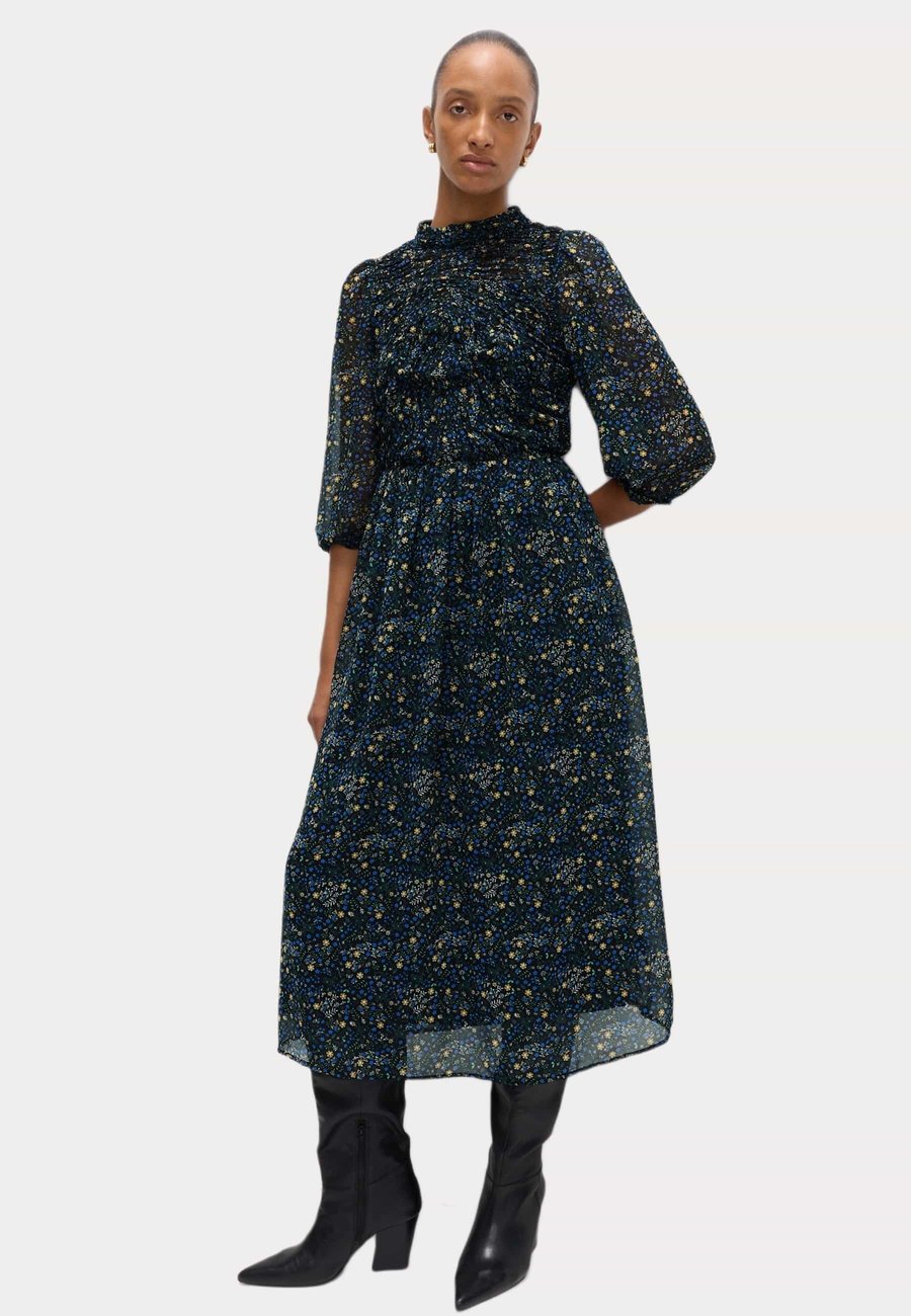 

Платье Marks & Spencer DITSY FLORAL RUCHED MIDAXI WAISTED, Black Mix/Multi-Coloured