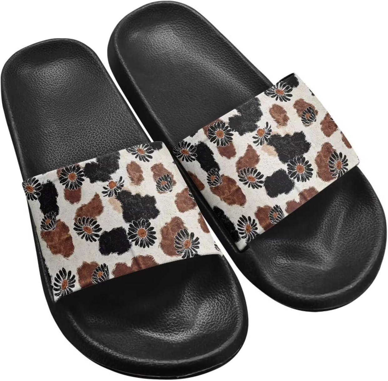 

Тапочки для душа Twousenru для мужчин, домашние шлепанцы, для ванной, для дома и пляжа, сандалии для бассейна, нескользящие с мягкой подошвой, Brown Cow Pattern