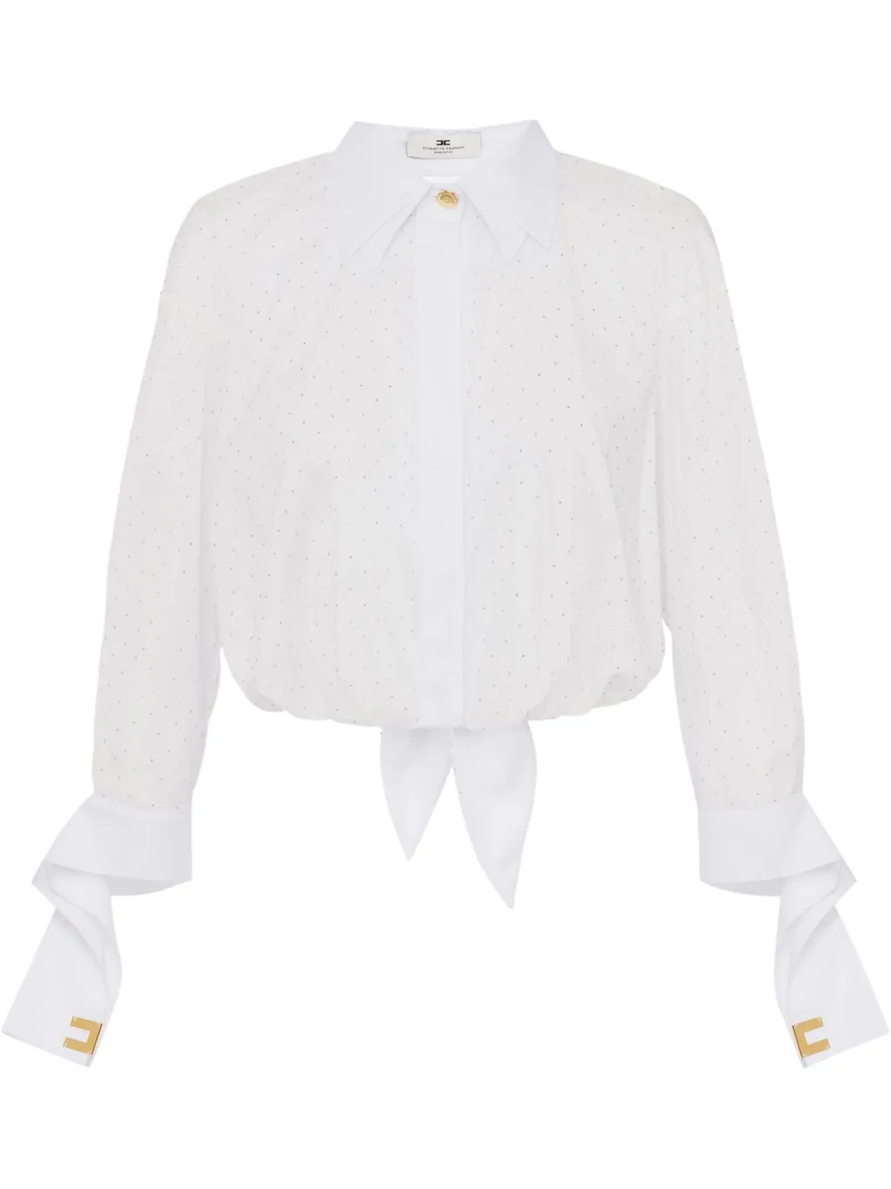 

Поплиновая рубашка со стразами Elisabetta Franchi, белый