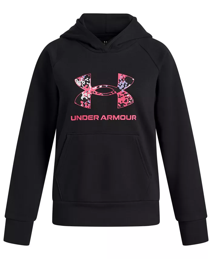 

Детская толстовка Rival Fleece с большим логотипом, для девочек 6-16 лет Under Armour, черный