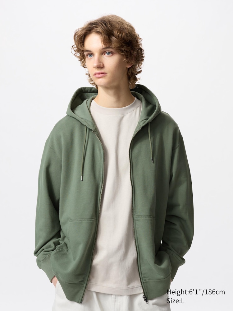 

Толстовка с капюшоном на молнии Uniqlo, цвет 54 зеленый