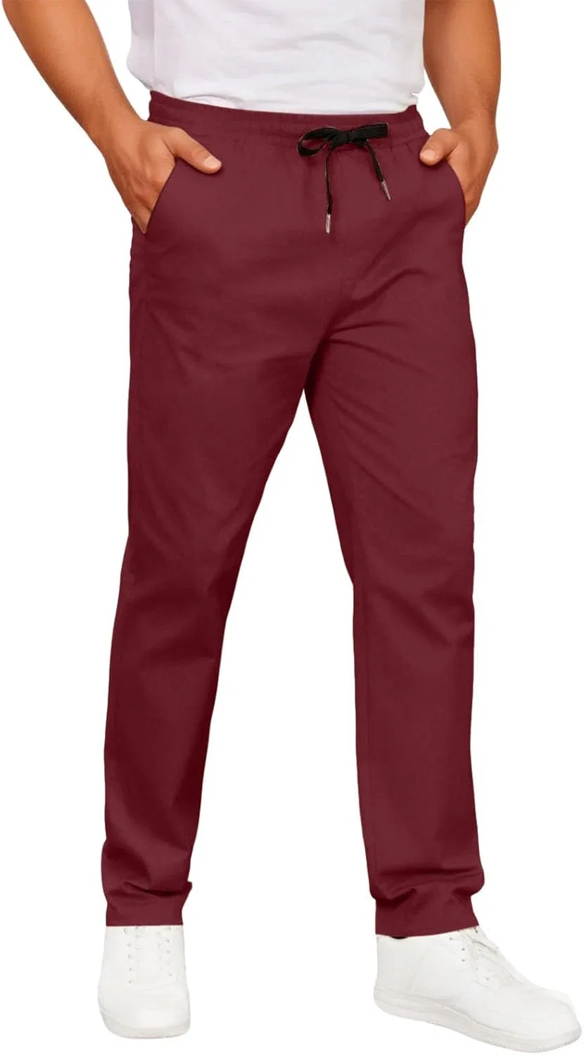 Брюки повседневные хлопковые, Elastic Waist Drawstring, Wine