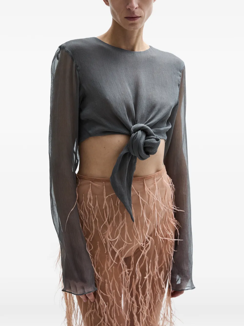 

Топ с длинными рукавами и завязками Atu Body Couture, серый