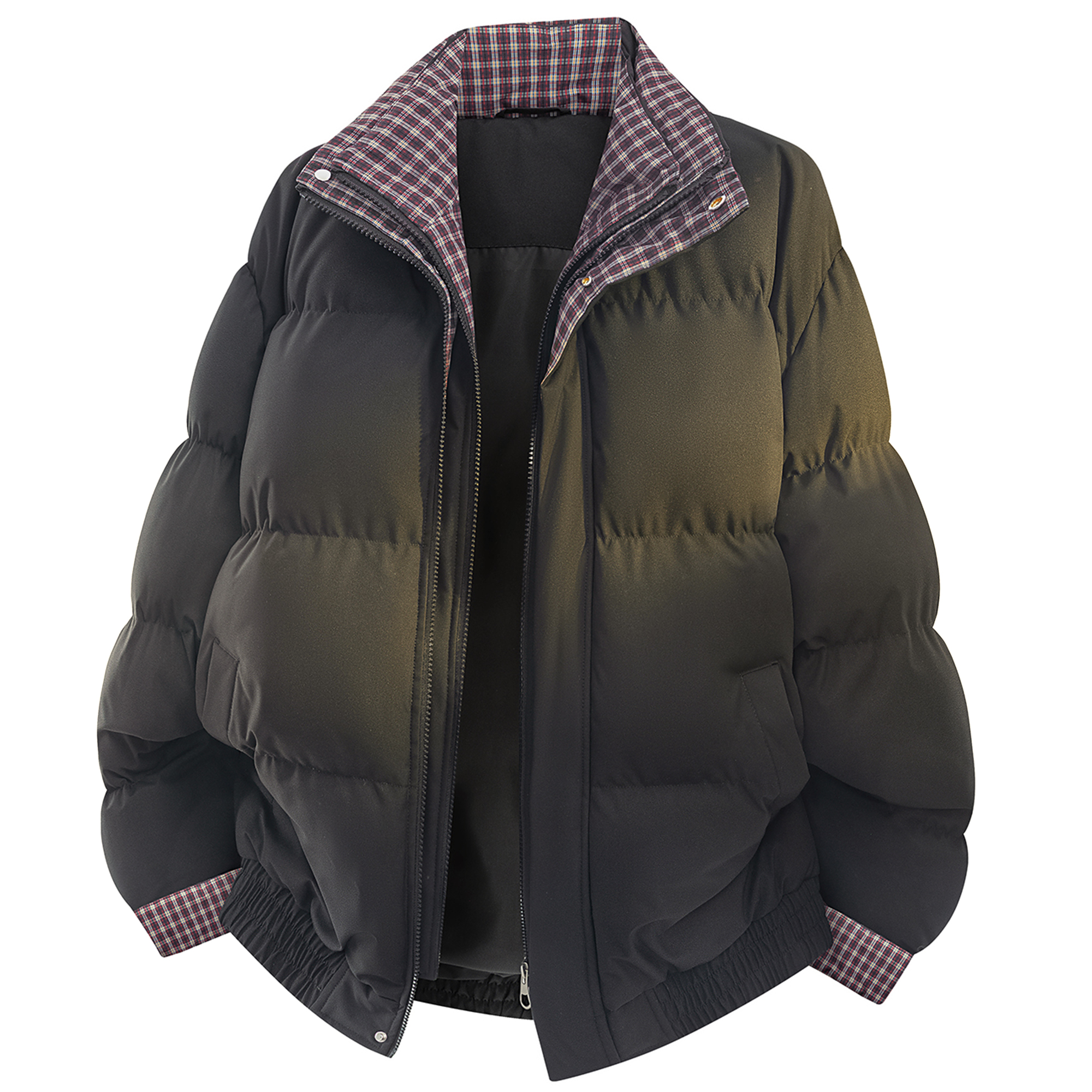 

Пуховик Unisex X1617, черный красный plaid puffer jacket