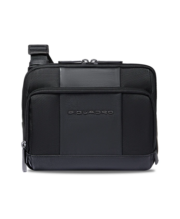 

Сумка через плечо из ткани и кожи с отделением для iPad mini и карманом для AirPods. Piquadro, черный