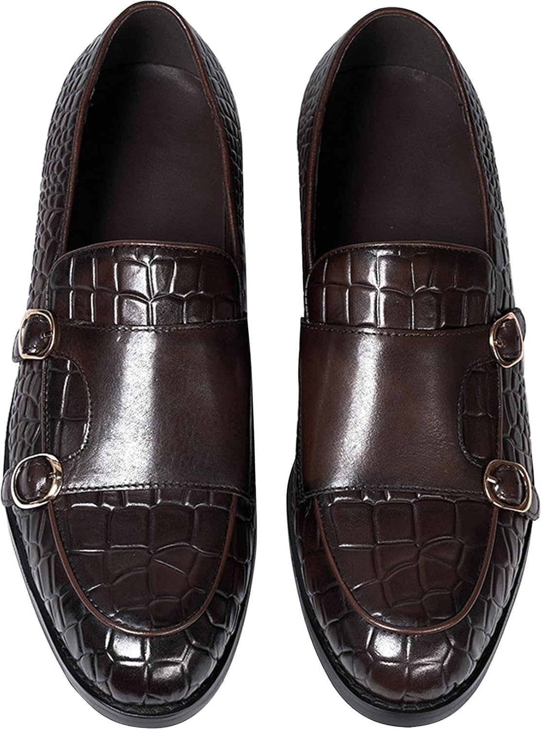 

Мужские лоферы с монковой пряжкой, официальная обувь из натуральной кожи с крыловидным носком, мокасины для бизнеса и повседневной носки, туфли для выпускного, свадьбы, костюма, удобные модные туфли с тиснением под крокодила для мужчин Santimon,...