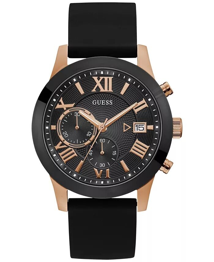 

Мужские часы с черным силиконовым ремешком 45 мм GUESS