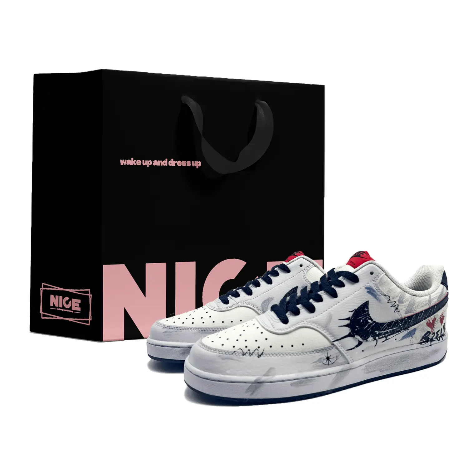 

Nike Кроссовки для скейтбординга Court Vision 1 Low Top, мужские, белые, синие