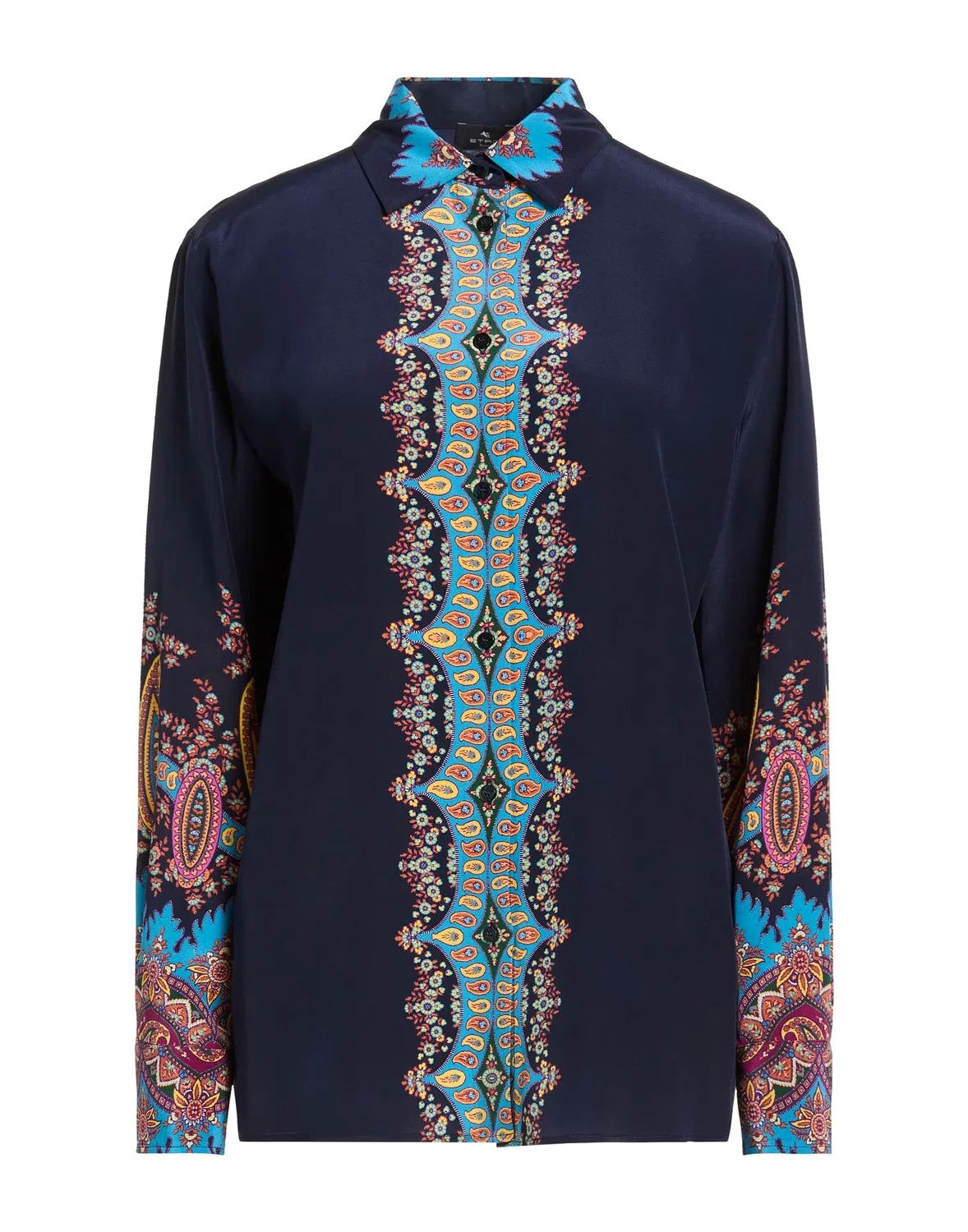 Рубашка из атласа ETRO Midnight blue
