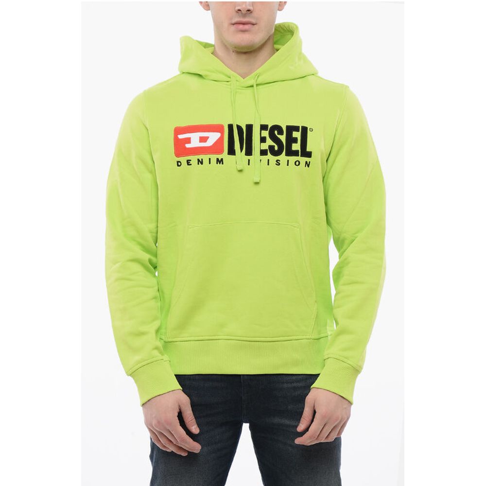 

Толстовка с капюшоном из начесаного хлопка с вышитым логотипом Diesel, Yellow