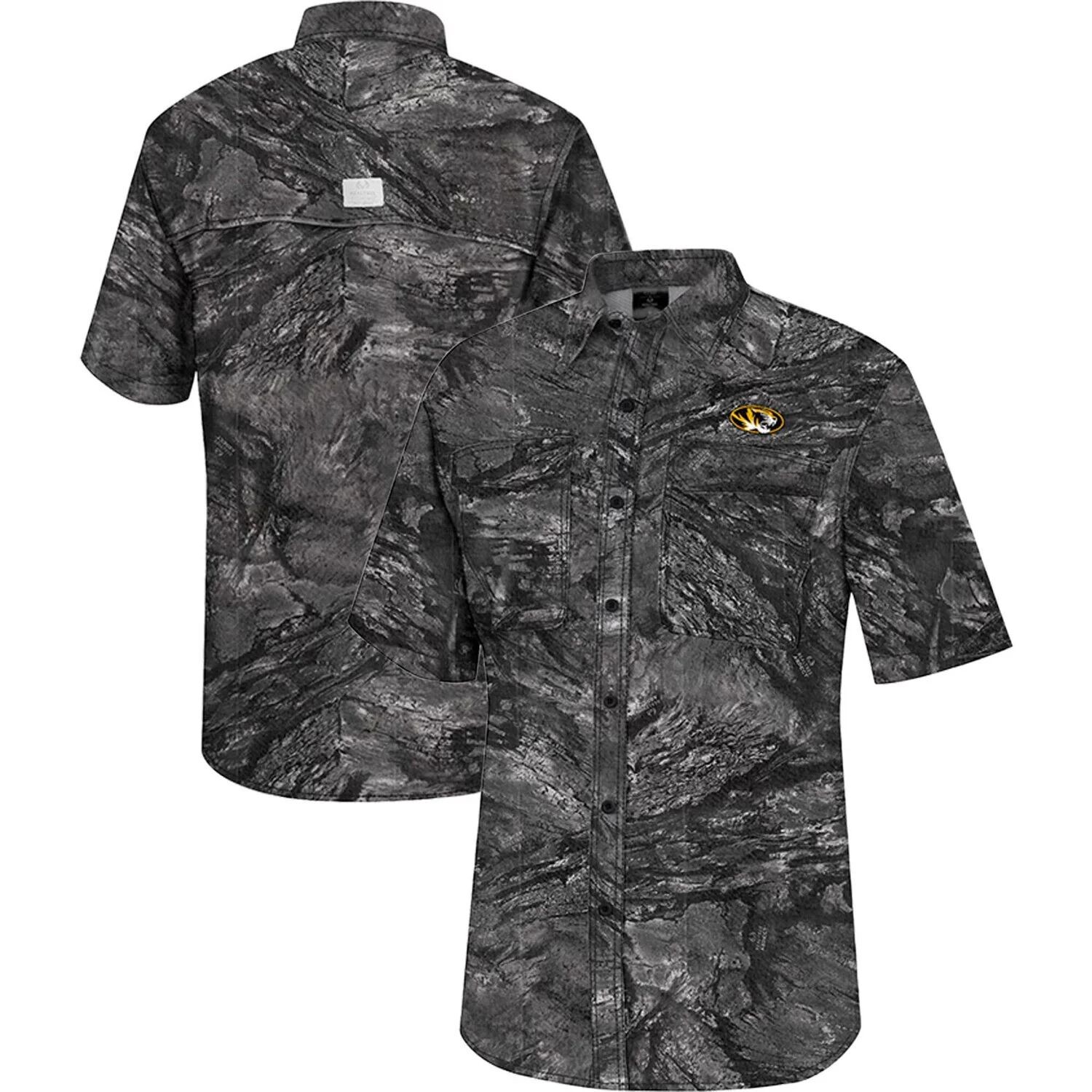 

Мужская темно-серая рубашка для рыбалки на всех пуговицах Missouri Tigers Realtree Aspect Charter Colosseum