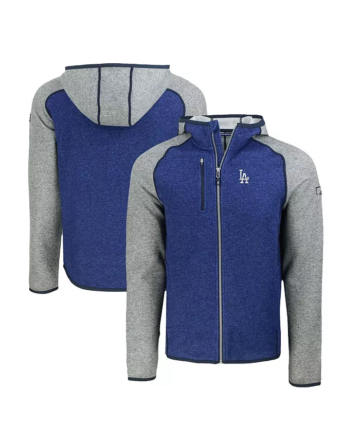 

Мужская худи с капюшоном и молнией Los Angeles Dodgers Mainsail в цветах Royal/Heather Gray Cutter & Buck