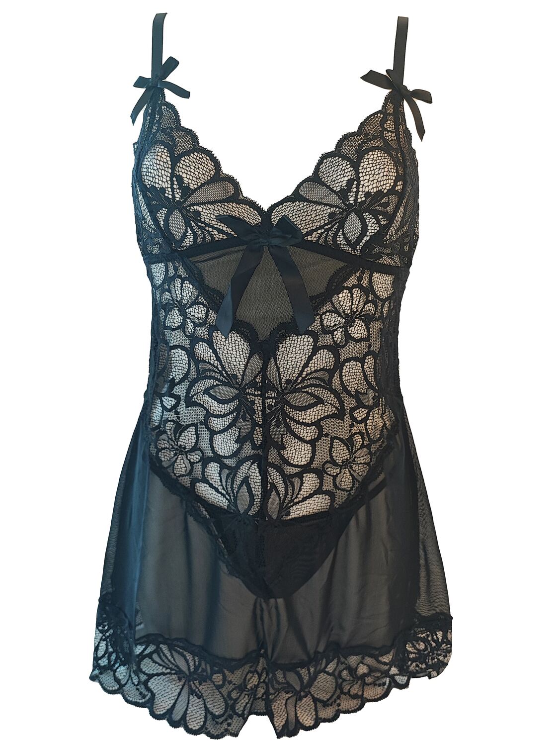 

ORGANZA Lingerie Пеньюар 'Spitzennegligé' в черном цвете