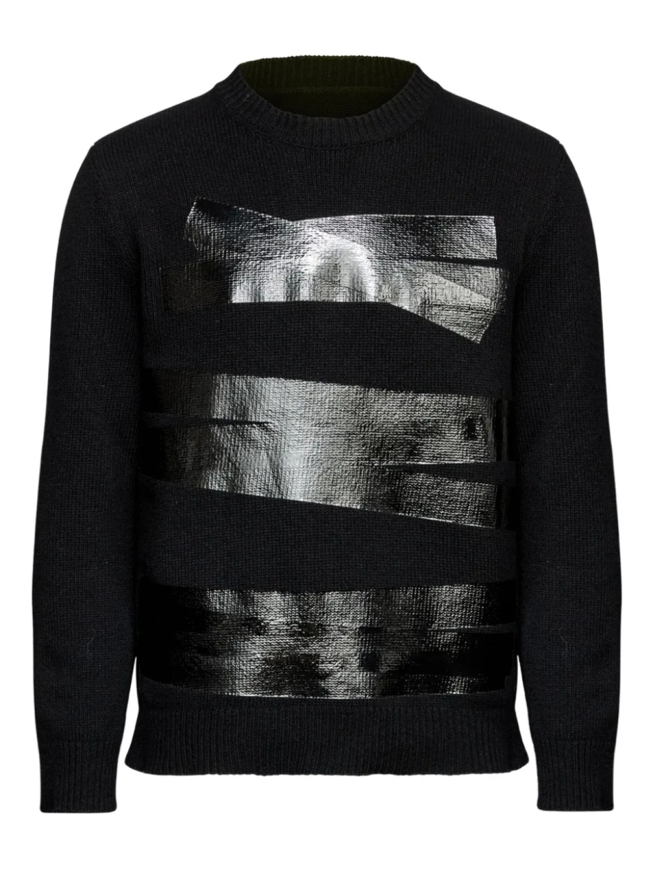 MM6 Maison Margiela свитер в полоску металлик, черный