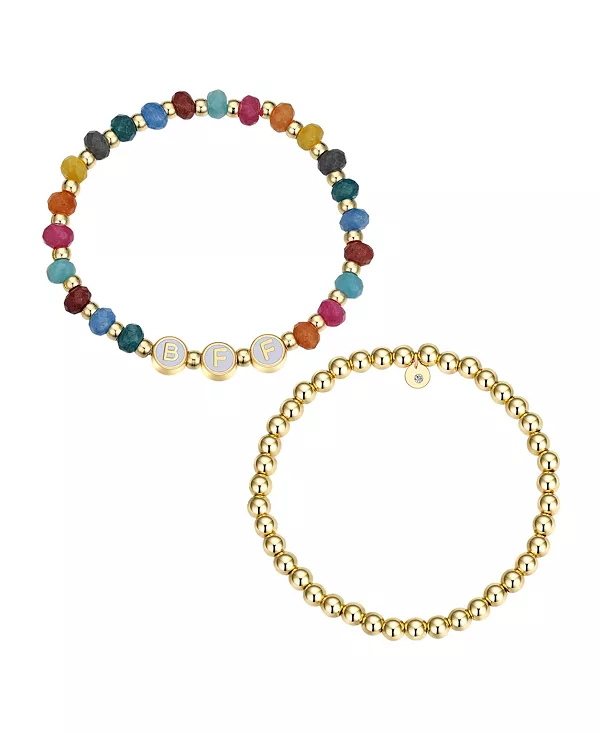 

Комплект браслетов из разноцветного кварца и бусин с цепочкой Unwritten, gold