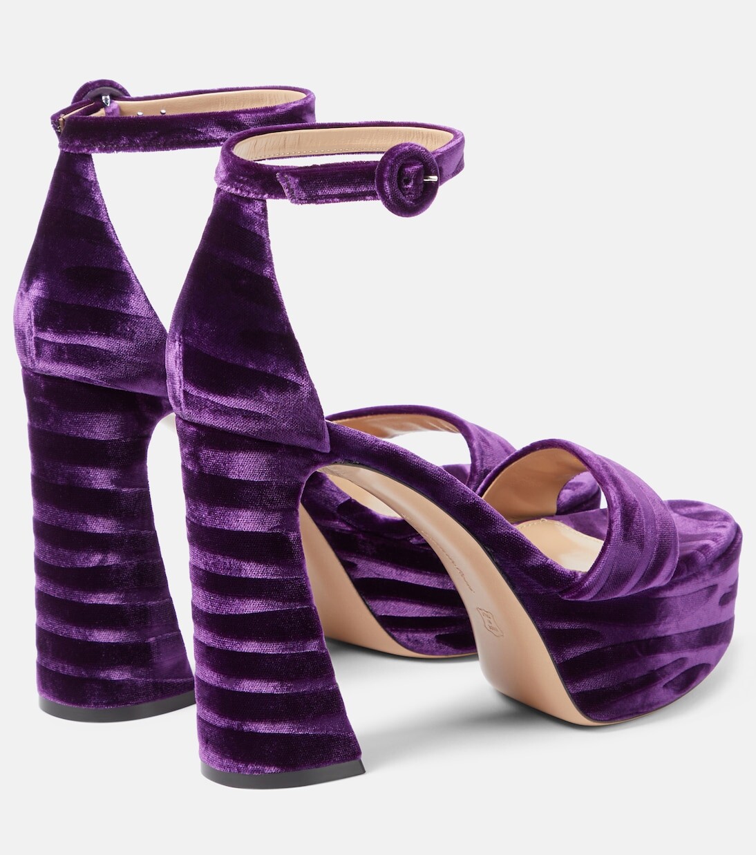Бархатные босоножки на платформе с зеброй Gianvito Rossi, фиолетовый — фото 3