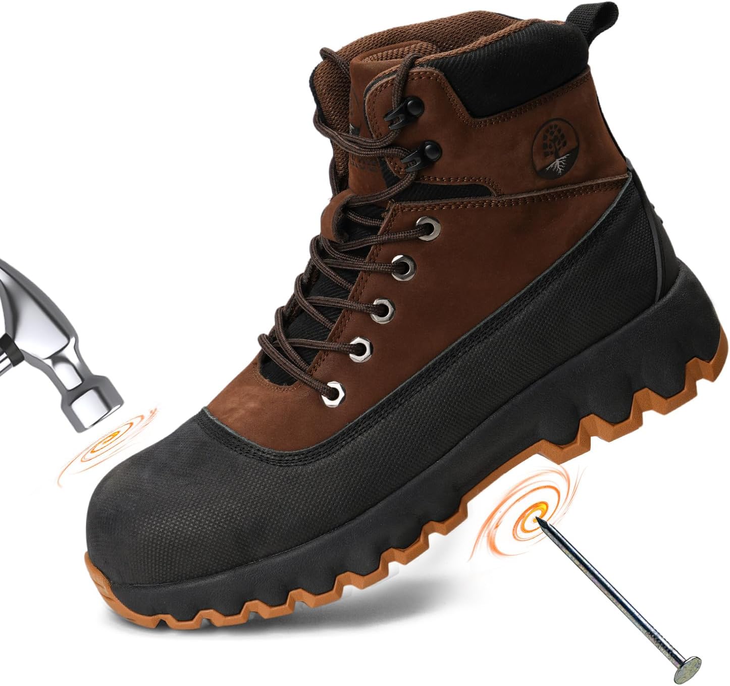 

Мужские ботинки Peeldicou с композитным носком, для мужчин, из натуральной кожи, с резиновой подошвой, противоскользящие, водонепроницаемые, для промышленности и строительства, коричневый