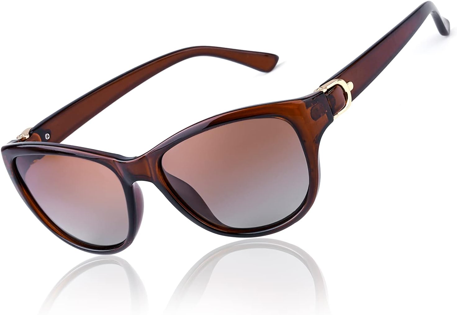 

Поляризованные солнцезащитные очки LVIOE для женщин, классические модные солнцезащитные очки с антибликовым покрытием и защитой от УФ-излучения 99,99%, A03 Red Brown Frame/Brown Polarized Lenses