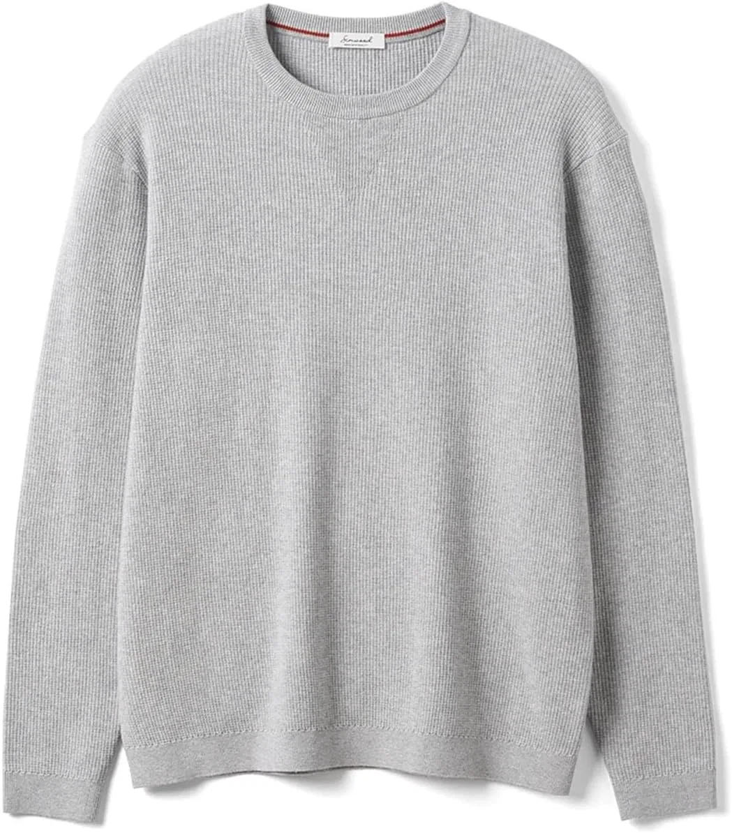 Оверсайз легкий свитер мужской Tiny Plus Size в клетку Generic, серый — фото 3
