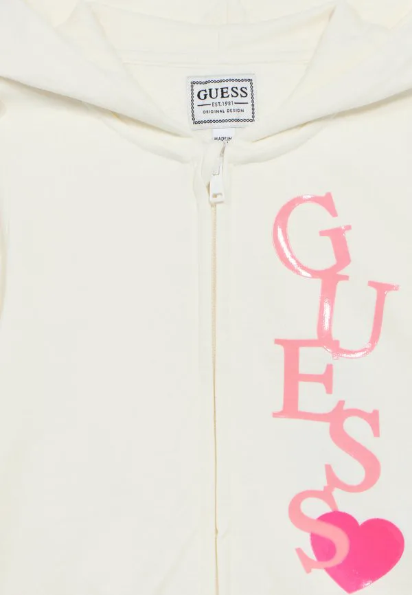 Детская спортивная толстовка с капюшоном на молнии Guess, Cream White — фото 3