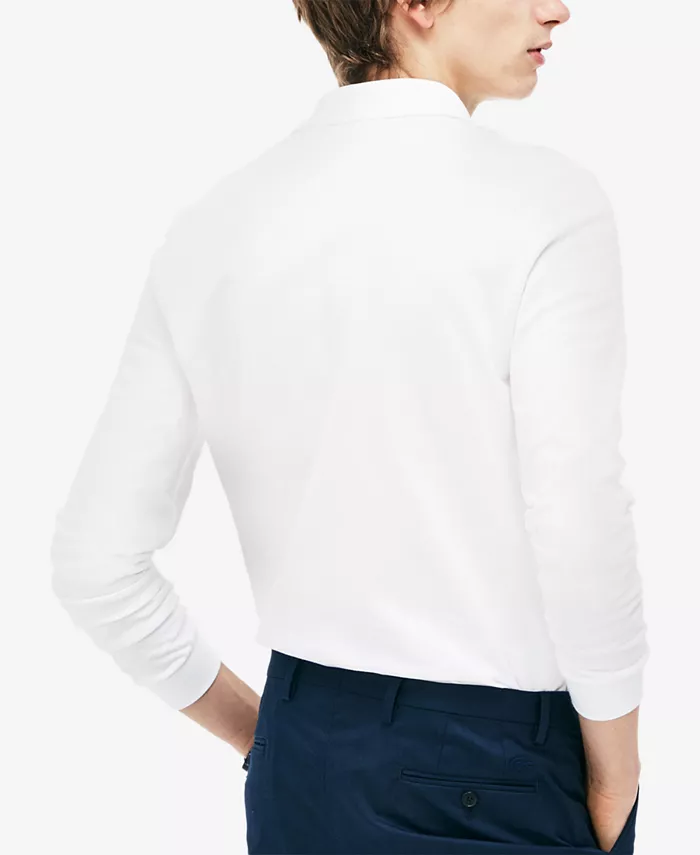 Мужская классическая поло с длинным рукавом Lacoste, белый — фото 3