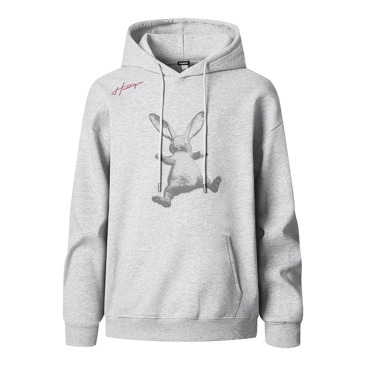 

Толстовка Unisex Hooded Moderate Heavyweight HUANQIU, белый heather серый