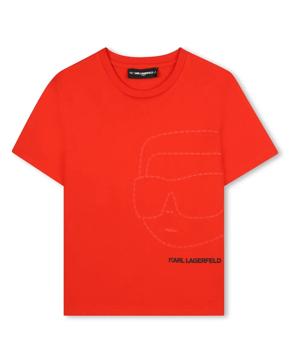 

Детская футболка красного цвета из хлопка Karl Lagerfeld Kids