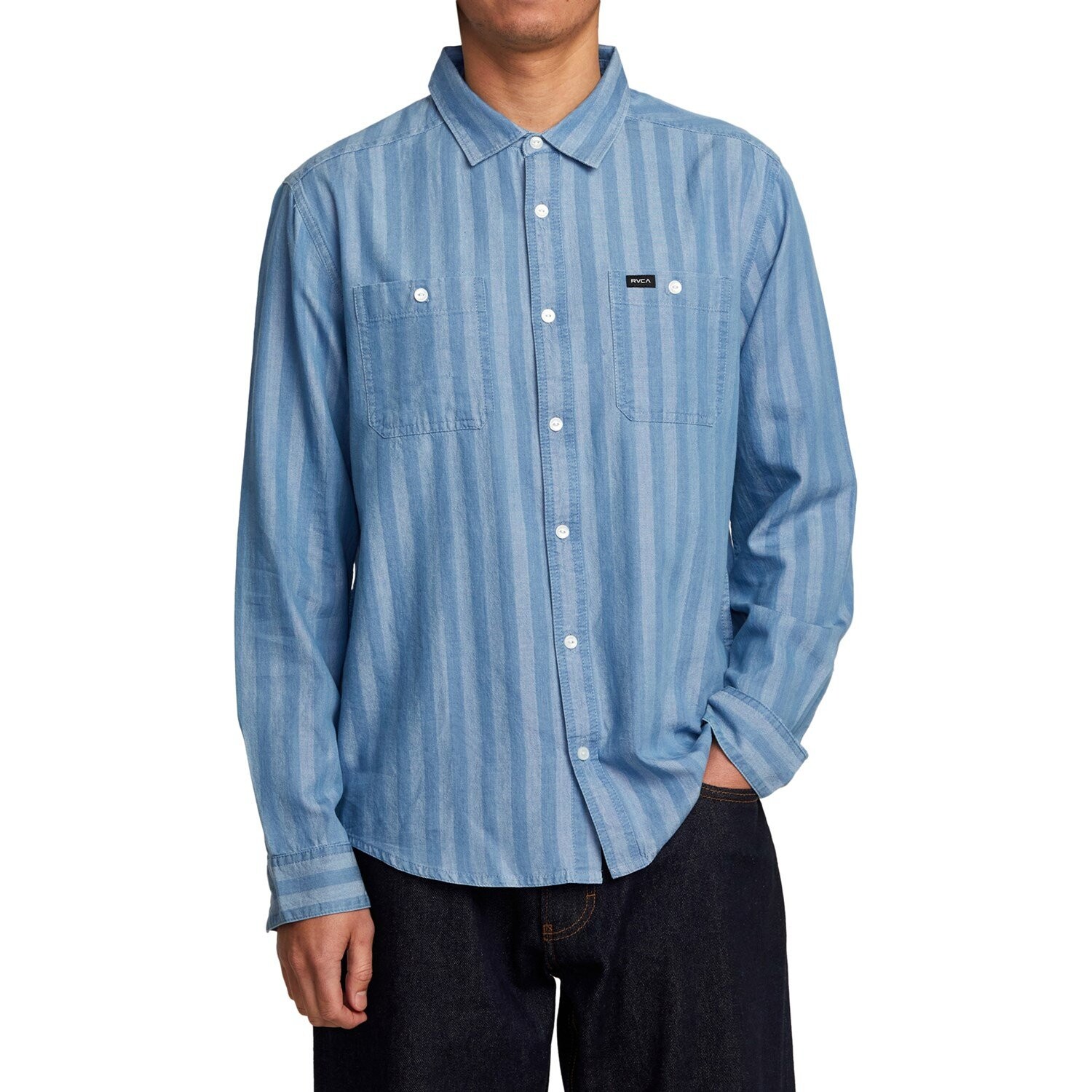 

Рубашка RVCA Walker Stripe, цвет Washed Indigo