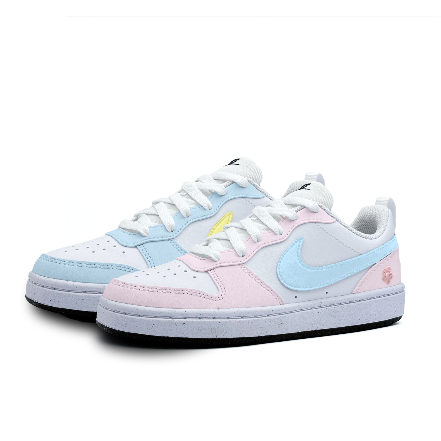

Nike Court Borough Mismatched Flower Language Abrasion Resistant Low top Kids' Skateboarding Shoes White Teenagers