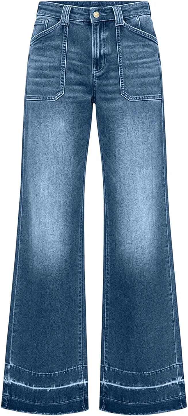 Широкие джинсы женские Casual Stretch Distressed Loose Fit Mom Jeans Destroyed Acid Wash — фото 4