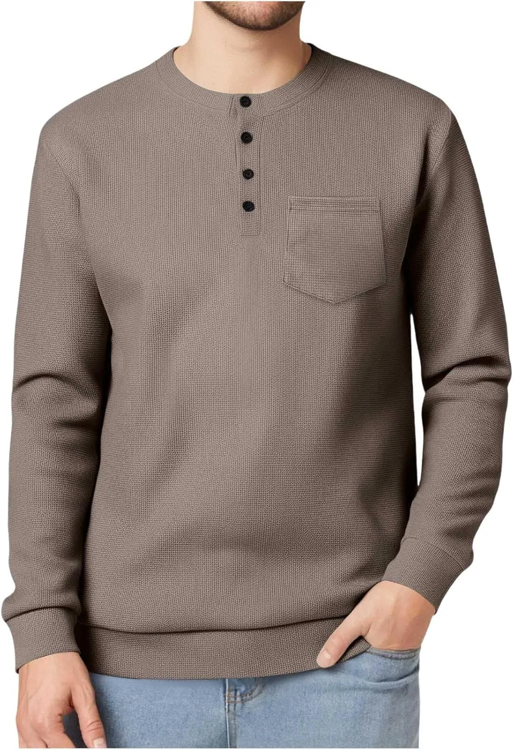 

Мужская футболка с вафельной вязкой и нагрудными карманами