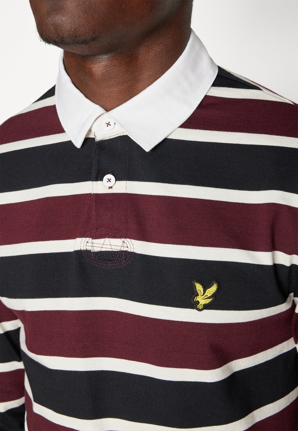 

Футболка с длинным рукавом Stripe Rugby Lyle & Scott, бордовая