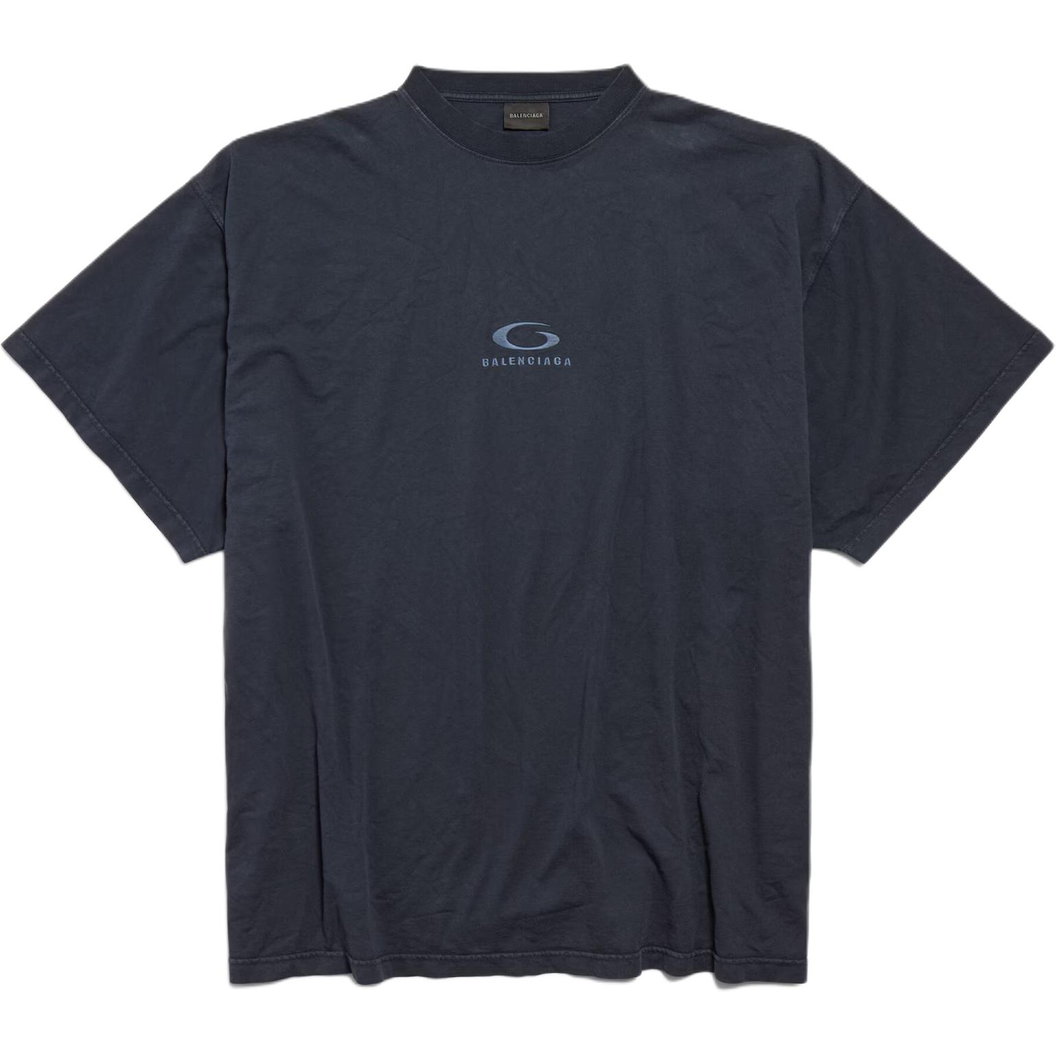 

Футболка оверсайз с вышитым логотипом Balenciaga, черный