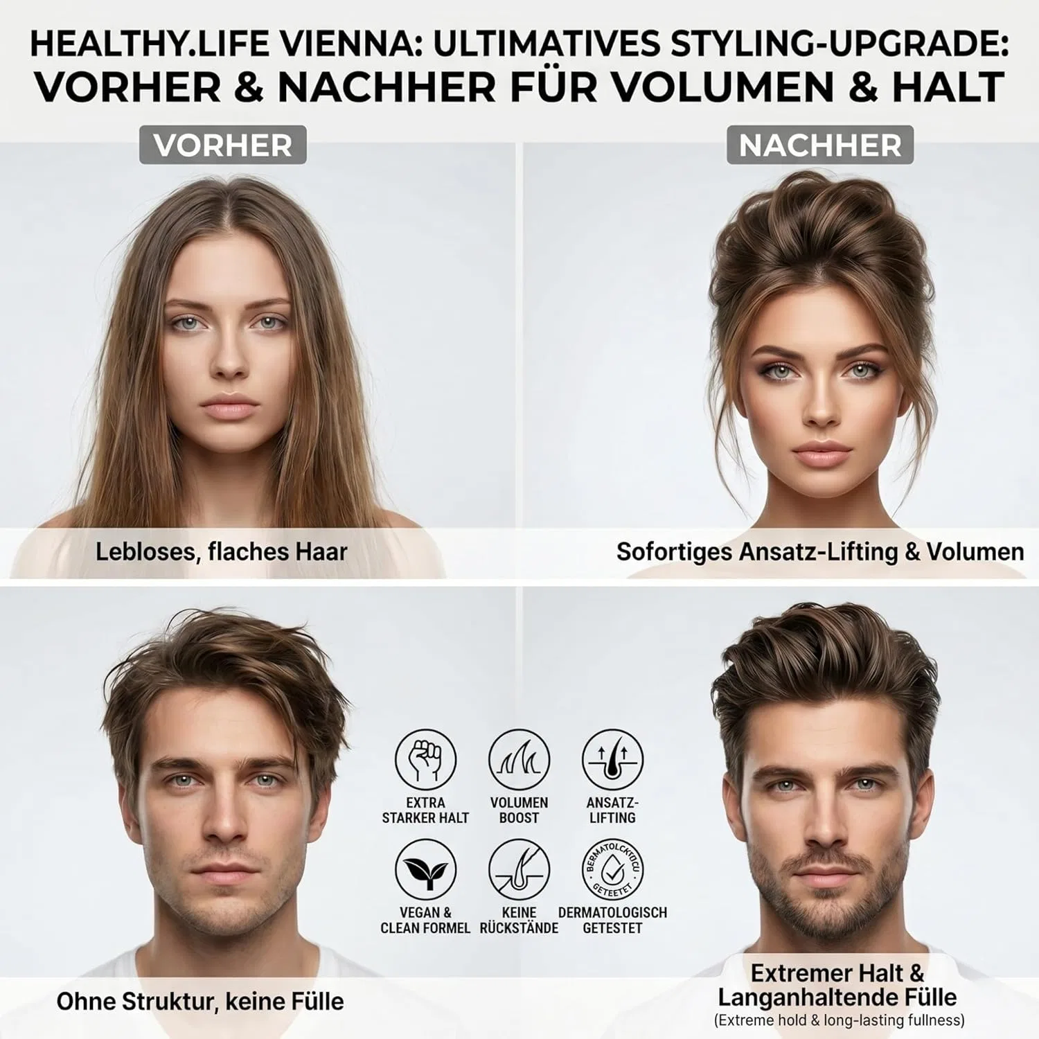 Веганский спрей для волос HLV Extra Strong 300 мл Healthy.Life Vienna — фото 4