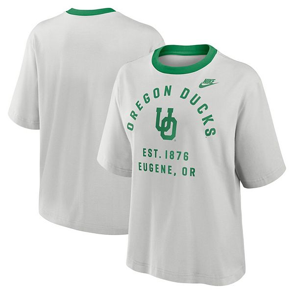 

Женская серая футболка oregon ducks legacy arch script boxy Nike, Серый, Женская серая футболка oregon ducks legacy arch script boxy Nike