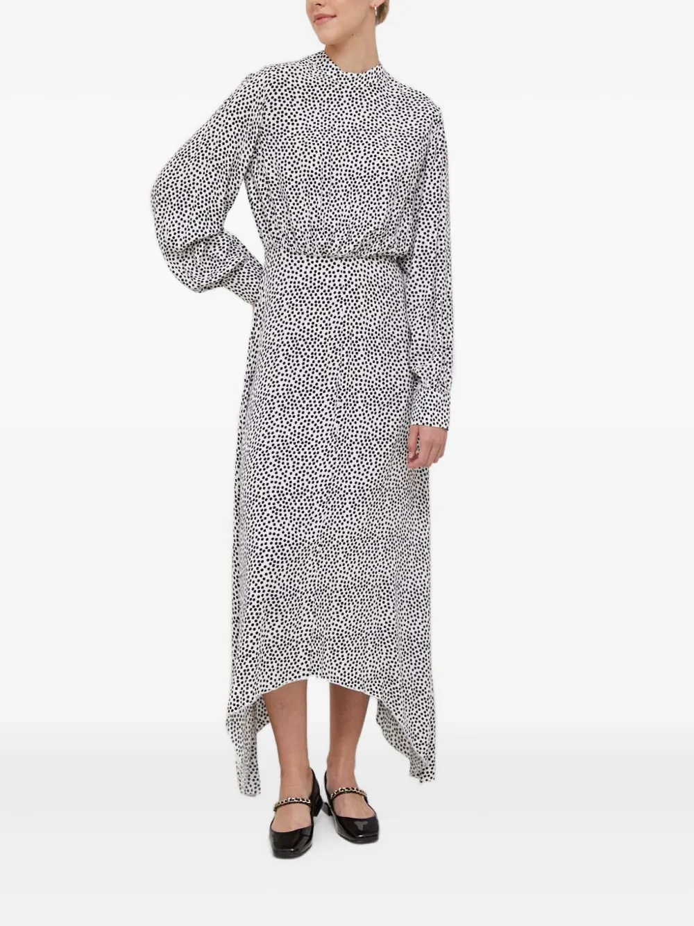 

Платье миди в горох с открытой спиной Benetton, белый