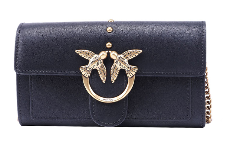 

Кожаный кошелек на цепочке Черезплечная сумка Женская черная сумка через плечо PINKO, Set (Bag+Dust Bag)