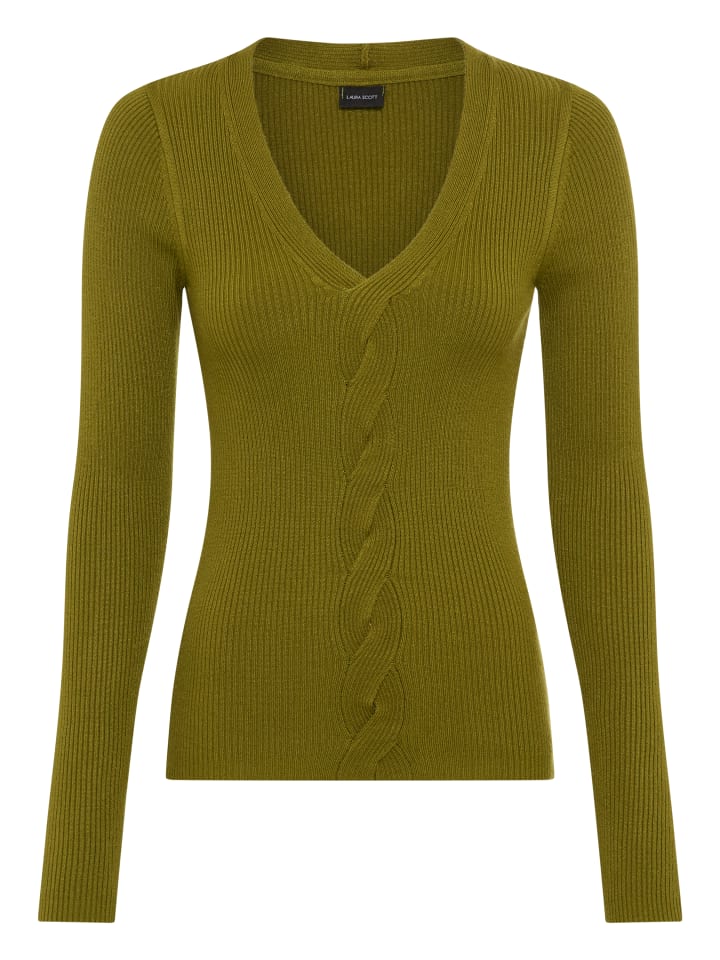 

Свитер с V-образным вырезом в зеленом меланжевом цвете Laura Scott