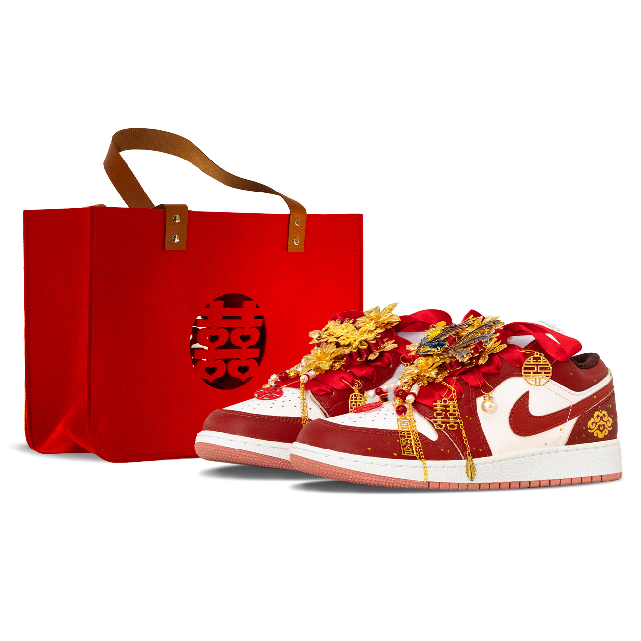 

Кроссовки баскетбольные низкие Unisex Vintage с амортизацией Air 1 и износостойкие Jordan, joyful золото красный