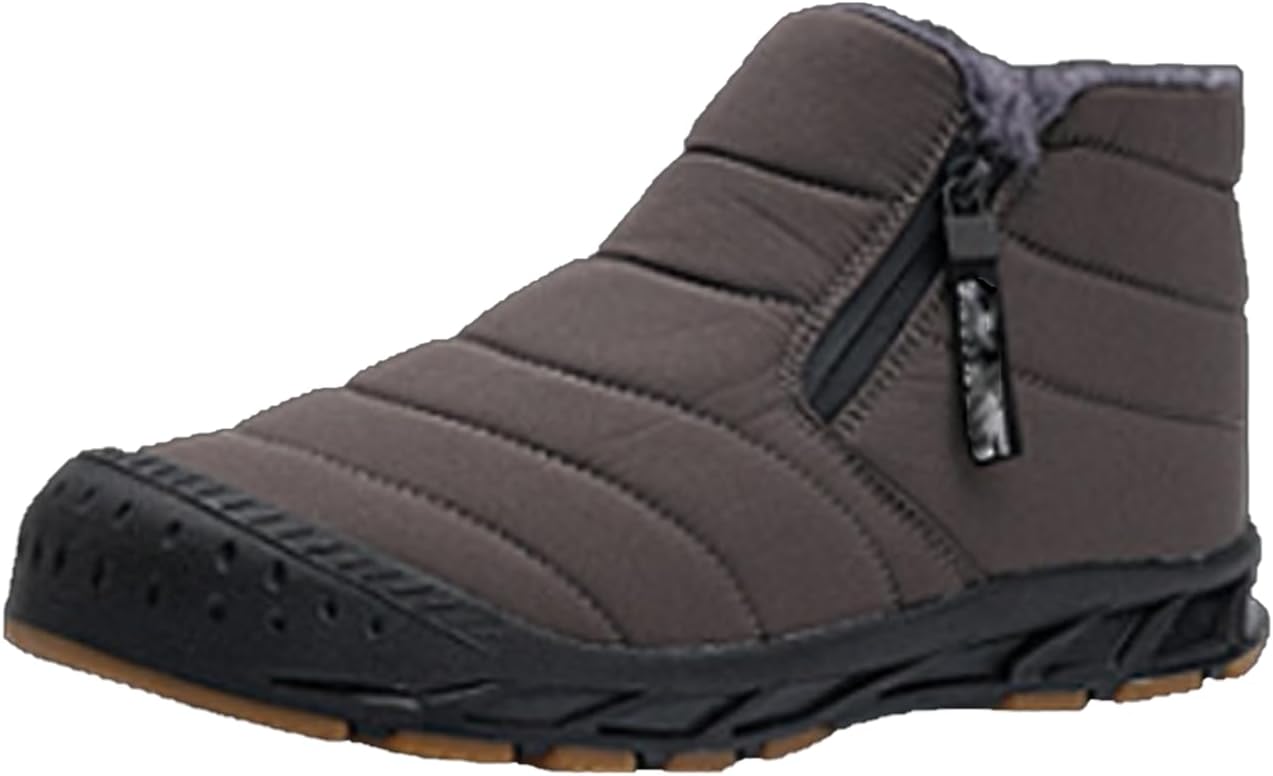 

Мужские зимние ботинки для снега водонепроницаемые, с молнией, утепленные мехом, теплые, противоскользящие, легкие, удобно надеваются, для ходьбы Generic, серый